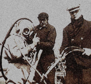 History of marine construction_photo of surface air diver